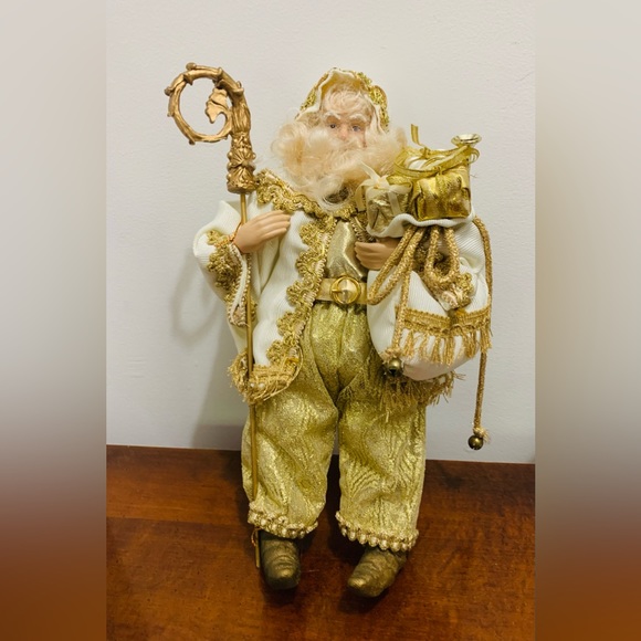 12” Father Christmas Gorgeous in Gold/White - Picture 2 of 13